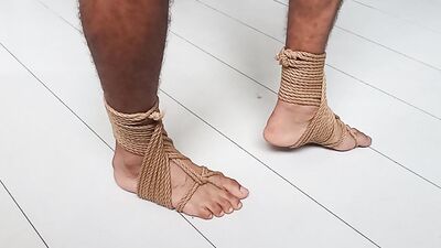 (Shibari) Feet bondage. Self tie rope boots for your foot. (bdsm)