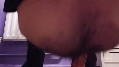 Destroying my ass with dildo and huge cucumber
