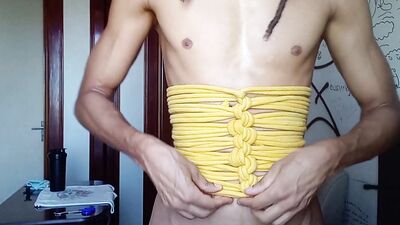 Rope corset tutorial. How to make a simple corset out of rope. Shibari self tie. (bondage)
