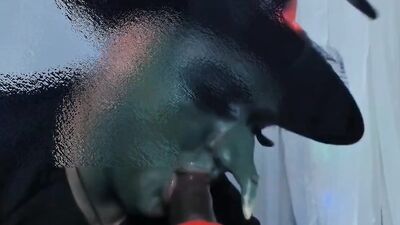 a very hot witch sucking a big cock and it doesn't fit in her mouth