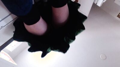 Upskirt- Doing Dishes and stretching legs
