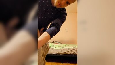 Fingering ass hole with oil and jerk off