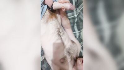 Teen wanks in bed watching porn and feeling dick over boxers