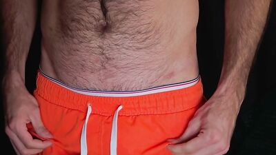 Hairy Male Sensual ASMR Fabric Scratching - Swim Shorts Textile