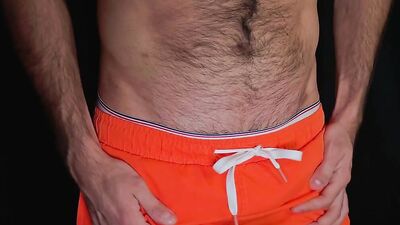 Hairy Male Sensual ASMR Fabric Scratching - Swim Shorts Textile
