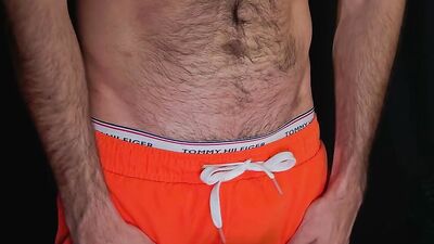 Hairy Male Sensual ASMR Fabric Scratching - Swim Shorts Textile