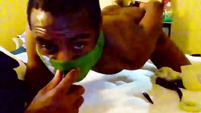 Masked lad plays with his ass in front of the camera