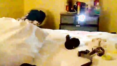 Masked lad plays with his ass in front of the camera