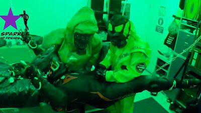 Pup Sparkle is having fun in a hard core gay action