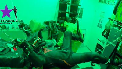 Pup Sparkle is having fun in a hard core gay action