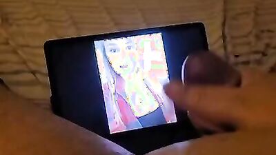 Dude strokes his prick while he's on a video call