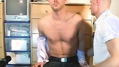 Cock hungry bloke is giving his neighbor a nice juicy bj