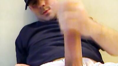 Straight bloke is stroking his dong in front of the camera