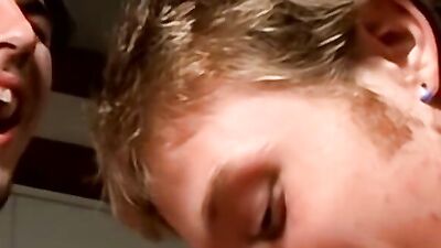 Horny twink is enjoying in some gay action with his roommate