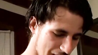 Horny twink is enjoying in some gay action with his roommate