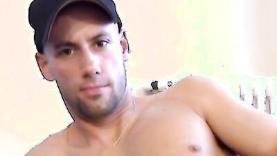 Cute straight bloke is jerking his dick in front of the camera