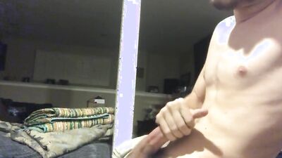 Skinny amateur chap is masturbating in front of the camera