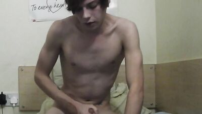 Amateur twink is stroking his pecker in front of the camera