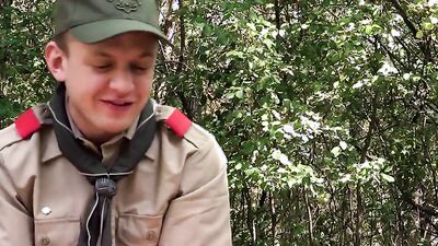 Naughty scout chaps are having sex deep in the forest