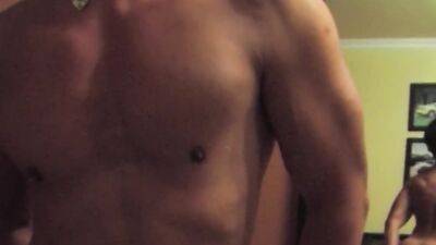Amateur masked gay dude is playing with his gummy dildo