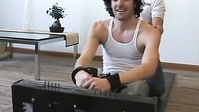 Amateur guy gets his feet tingled by his perverted roommate