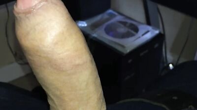 Amateur gay bloke is stroking his dong in front of TV