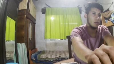 Amateur Latino is playing with his johnson in front of the camera