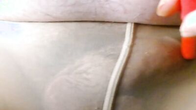 Sissy cums in pantyhose.