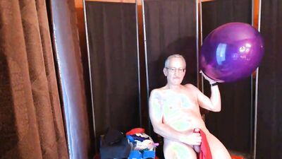128) Purple Balloon Slow Inflation Pop and Cum by Daddy