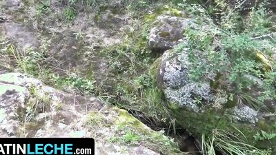 Latin Leche - Muscular Amateur Latino With Beard Slobbers And Rides Stranger's Cock Outdoors
