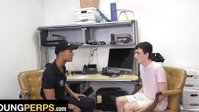 Young Perps - Dominative Latino Officer Puts Young Thief On His Knees And Makes Him Gagg On His Cock