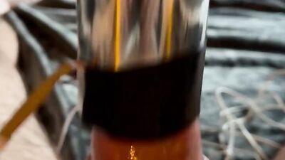 Estim modified cattle milker causes massive orgasm and loads of cum