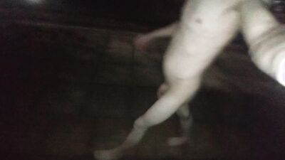 Nude walk in public and cum
