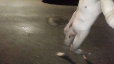 Nude walk in public and cum