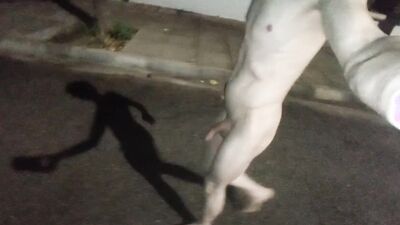 Nude walk in public and cum