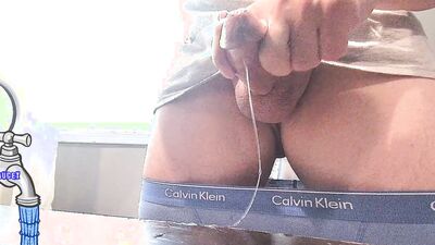 14 minutes of precum playtime until massive hands free cumshot