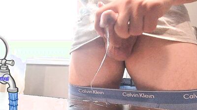 14 minutes of precum playtime until massive hands free cumshot