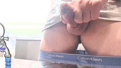 14 minutes of precum playtime until massive hands free cumshot
