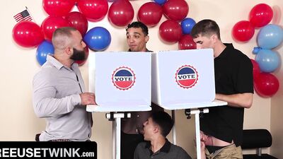 Cute Bottom Takes a Big White Election Night Erection - SayUncle ft. Amone Bane & BabyBear