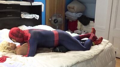 Spiderman humps and then fucks sex doll