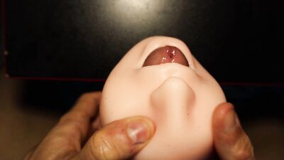 This is the best masturbator in the world and the dick is sticking out of the mouth