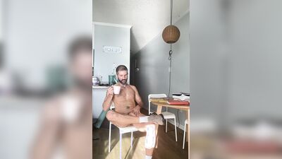 Thick, Uncut, Big Balls, Italian hanging out and masturbating