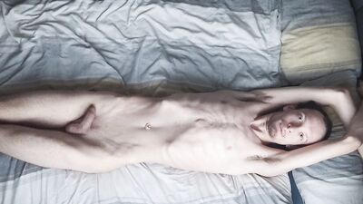 Super skinny femboy shows off his perfect skinny body and stretching out his tiny ass TOP VIEW