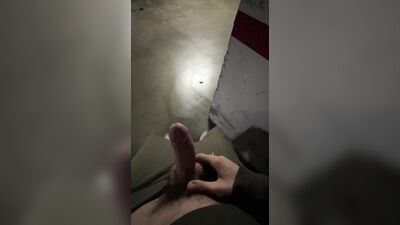caught cumming on garage. 3 orgasms in parking