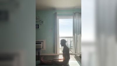 Uncut, big balls, Italian nude yoga flow