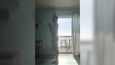 Uncut, big balls, Italian nude yoga flow