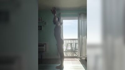 Uncut, big balls, Italian nude yoga flow