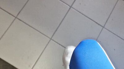 Get on your knees for cum! In public in the entrance of the house, fountains of cum on a sissy femboy!