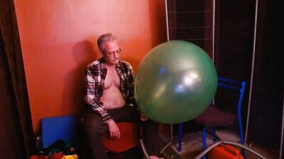 124) Two Giant Round Balloons Popped and Cum On by Daddy