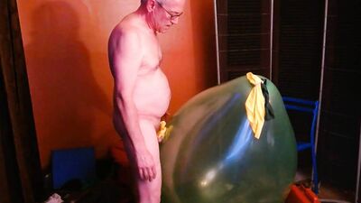 124) Two Giant Round Balloons Popped and Cum On by Daddy